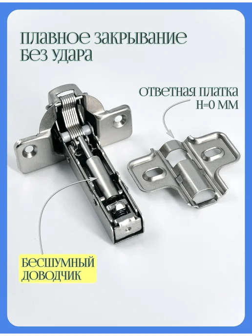 MF Furniture hardware Петля мебельная накладная с доводчиком Clip-on 4 шт, 4 шт, фото 2