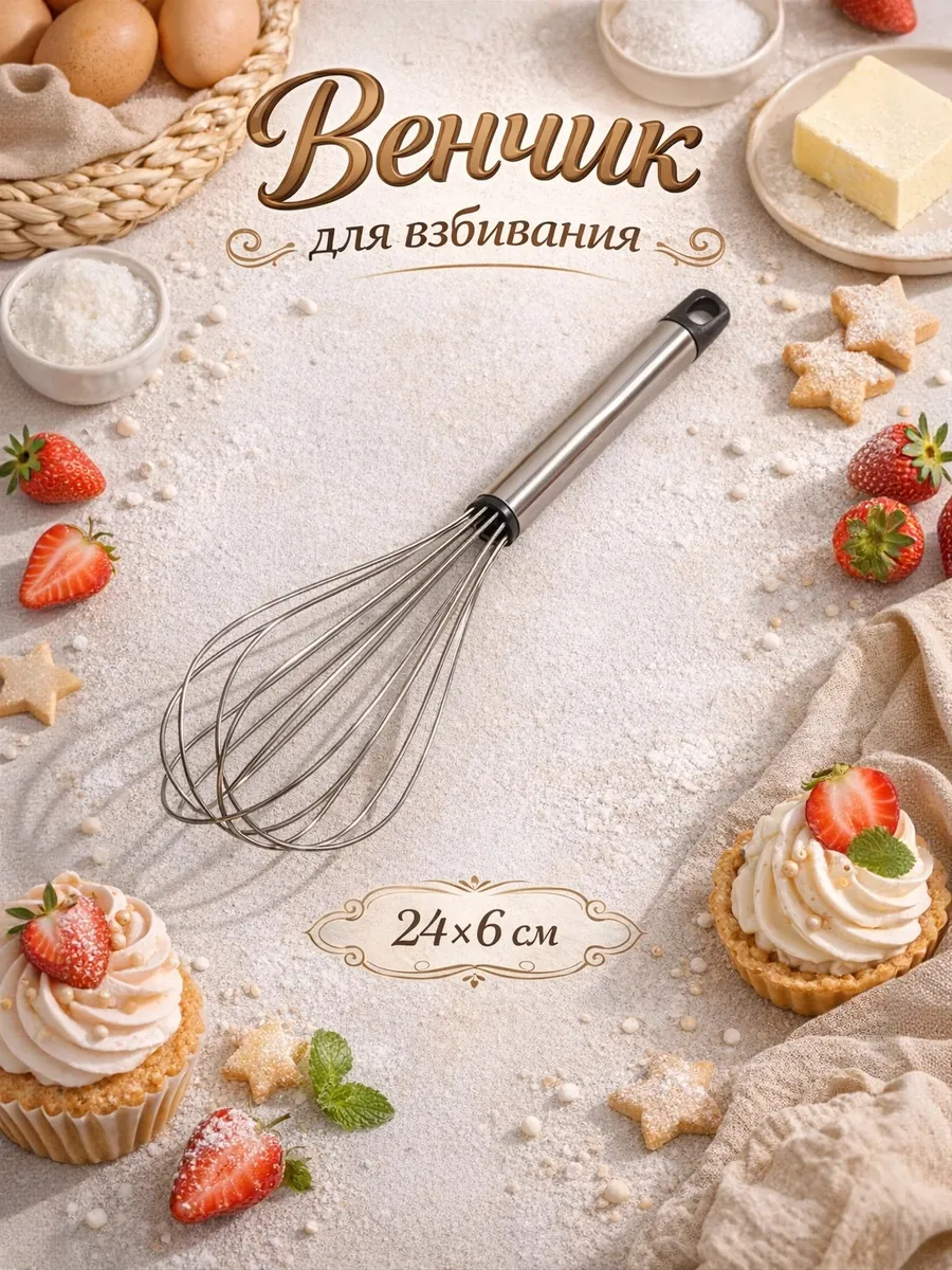 Венчик для взбивания кухонный, ручной 24 см
