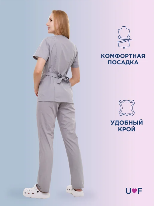 U-Forma Медицинский костюм с брюками, серый, фото 9