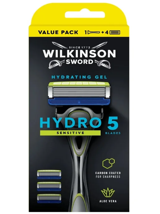 Schick Бритвенный набор, станок c 4 кассетами с алоэ Hydro 5, серый, фото 2