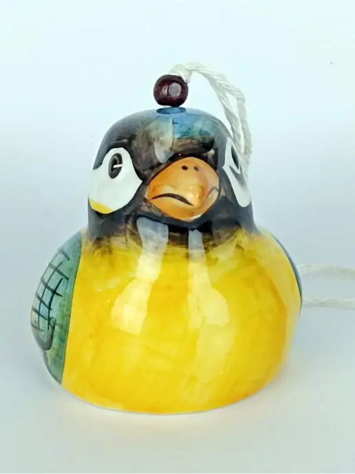 Ceramic Fauna Фарфоровая Елочная игрушка - колокольчик Синица, голубой, фото 4