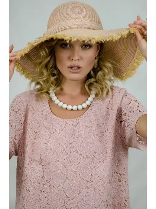 Nazarkov Furs Шляпа пляжная соломенная, розовый, фото 4