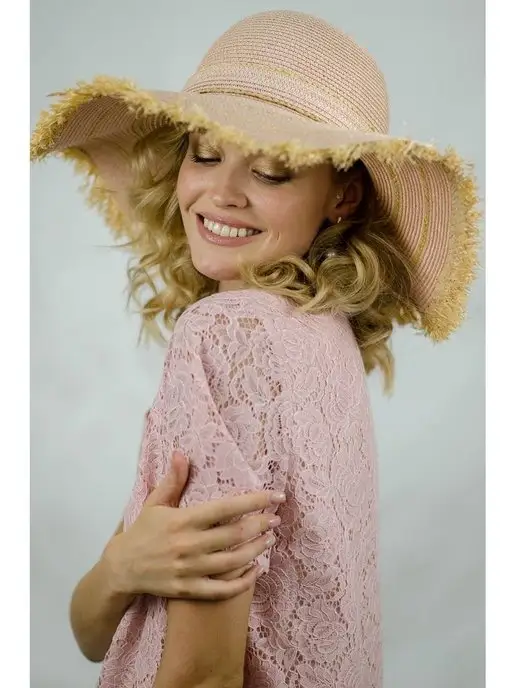 Nazarkov Furs Шляпа пляжная соломенная, розовый, фото 7