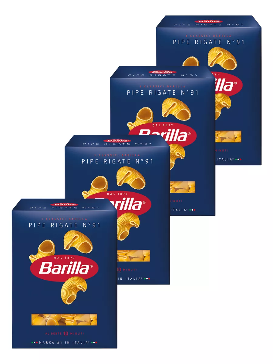 Макароны Улитки рифленые №91 (пипе ригате) 4шт Barilla 75337089 купить за  507 ₽ в интернет-магазине Wildberries