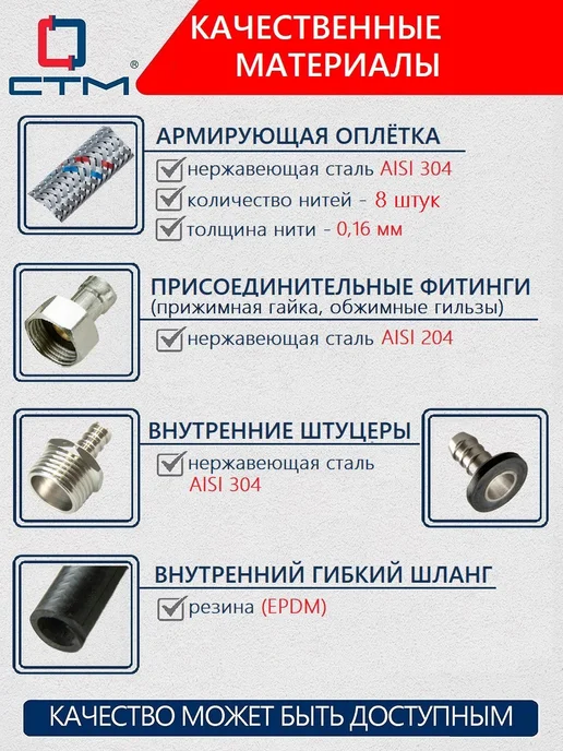 СТМ Гибкая подводка для воды 3 4" Гигант 50 cм, серый, фото 2