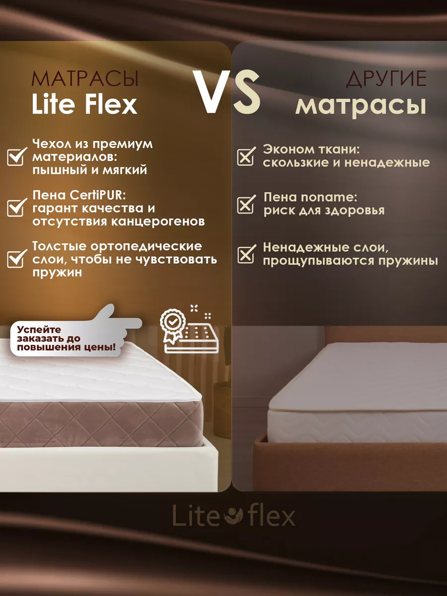 Матрас анатомический на кровать, диван Step 90х200 Lite Flex 75445364  купить за 7 656 ₽ в интернет-магазине Wildberries