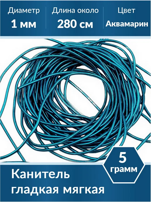 Kaboshon Канитель гладкая 1 мм, голубой