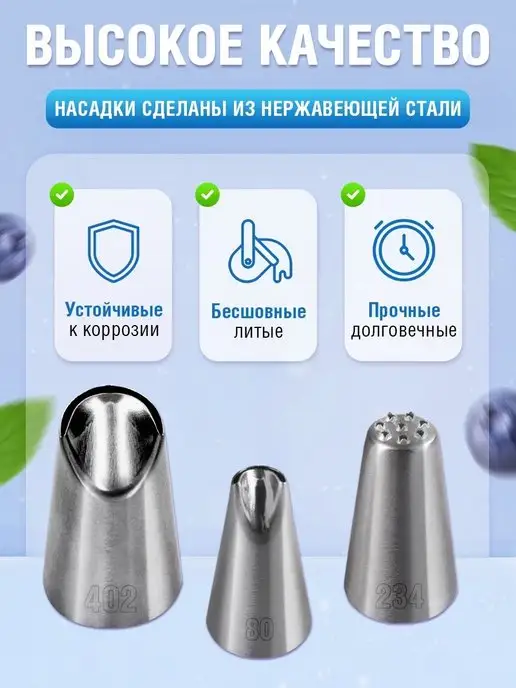 MOONBLUE HOME Кондитерские насадки для крема, голубой, фото 3