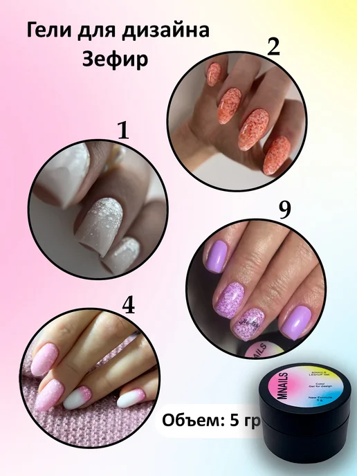 MNails Набор гелей для дизайна Зефир, голубой, фото 5