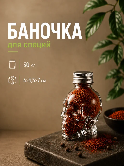 SKYPHOS Банка для специй стеклянная с крышкой 30 мл, 30 мл