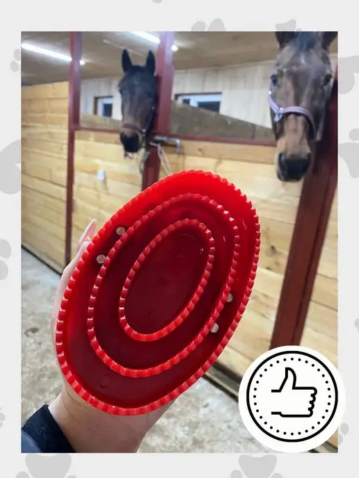Sweethorse Скребница из пластика с ремешком, красный, фото 3