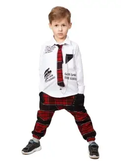 Тёплые стильные брюки в клетку для мальчика Magic Style kids 75770602 купить за 679 ₽ в интернет-магазине Wildberries