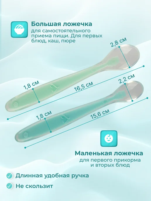 iHomy Ложка для прикорма детская силиконовая 2 шт. 0+ мес, 2 шт, фото 3