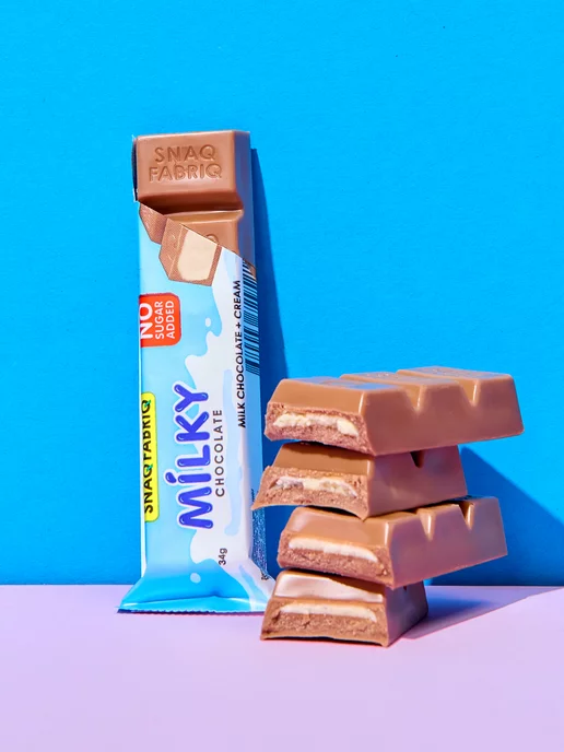 SNAQ FABRIQ Молочный шоколад без сахара Milky Сливочная начинка, 16 шт, 16 шт, фото 5