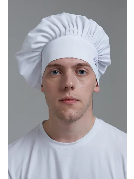 Kupifartuk Колпак поварской с вышивкой шапка для повара белый, белый, фото 8