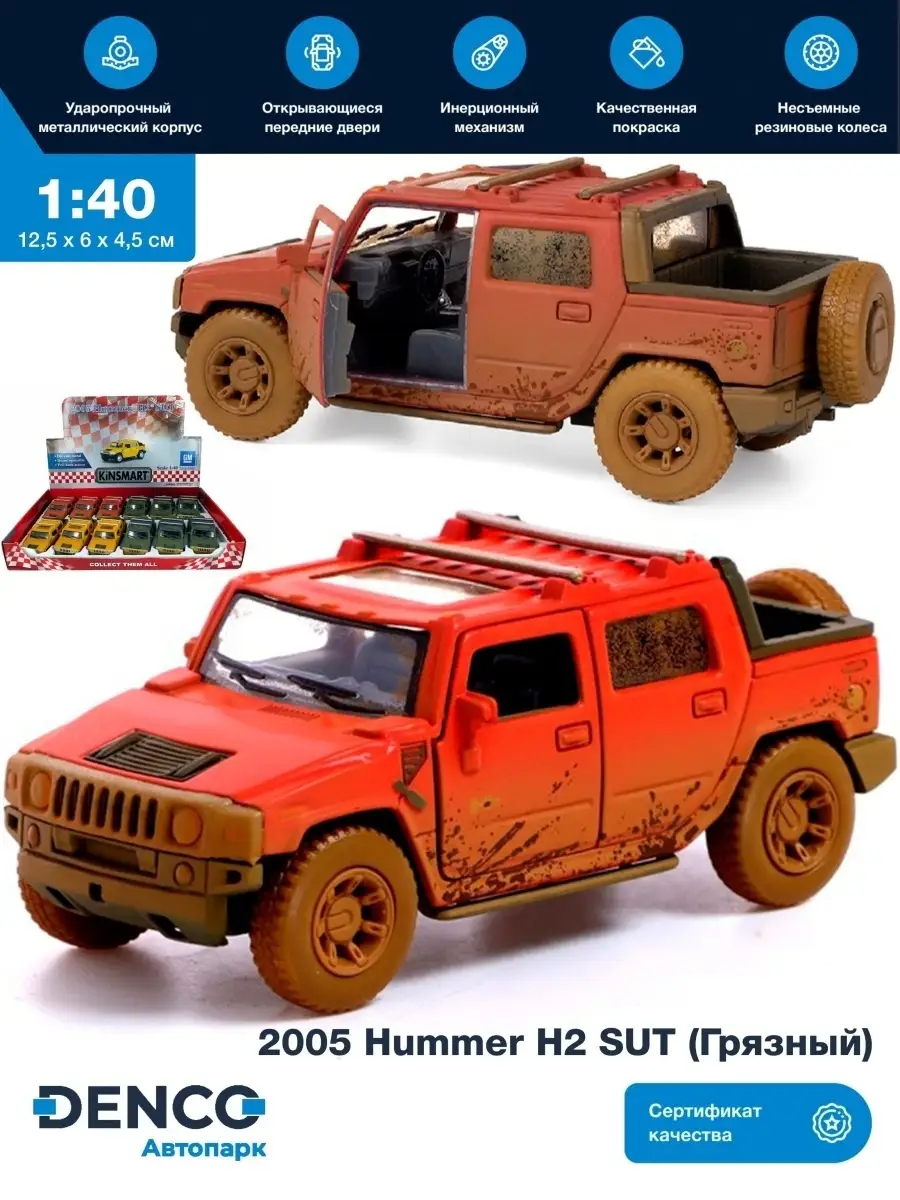 Машинка игрушка для мальчика металлическая инерционная 1:40 Hummer подарок  детям DENCO.store 75994141 купить в интернет-магазине Wildberries