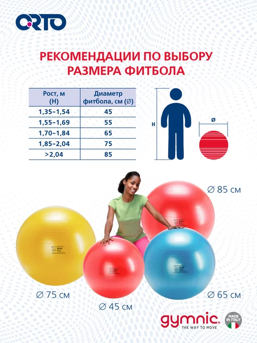 GYMNIC Фитбол мяч для фитнеса 75 см Body ball, желтый, фото 5