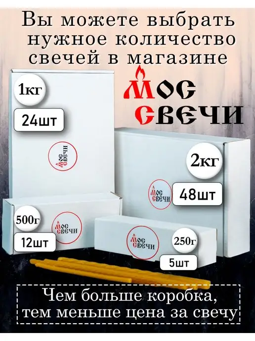 МосСвечи Свечи церковные освященные большие №8 250 гр 5шт, 250 г, 5 шт, фото 6