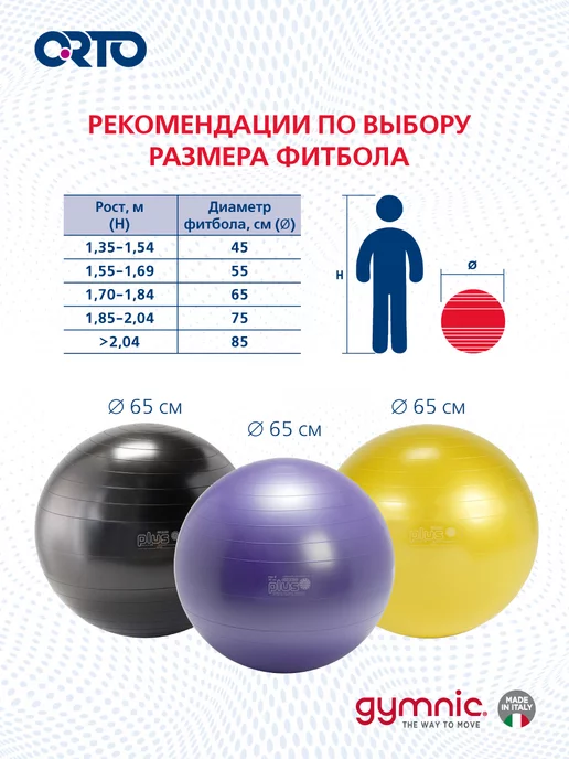 GYMNIC Фитбол мяч для фитнеса 75 см Plus, фиолетовый, фото 5
