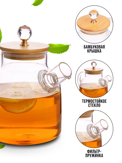 Чайник заварочный стеклянный - фото 2