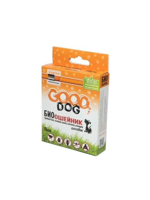 GOOD DOG & CAT Антипаразитарный БИО ошейник против блох и клещей 65см, оранжевый, фото 2