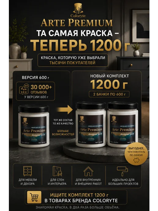 Coloryte Краска для мебели матовая без запаха вишневый, белый, фото 2