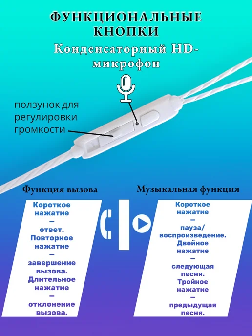 QKZ Наушники проводные Ак6 для телефона андроид с микрофоном, белый, фото 5