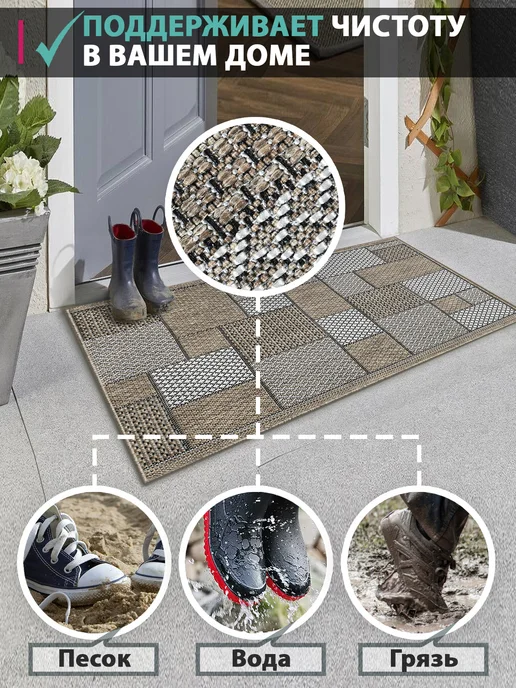 Carpet room Коврик комнатный придверный 50х80 на резиновой основе, вариант, фото 4