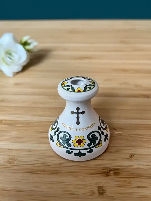 Керамика для души Подсвечник церковный для тонкой свечи, зеленый, фото 2