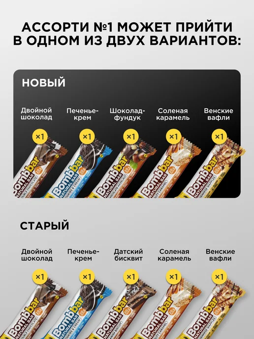 BombBar Протеиновые батончики без сахара Aссорти №1 мини, 5шт, 5 шт, фото 2