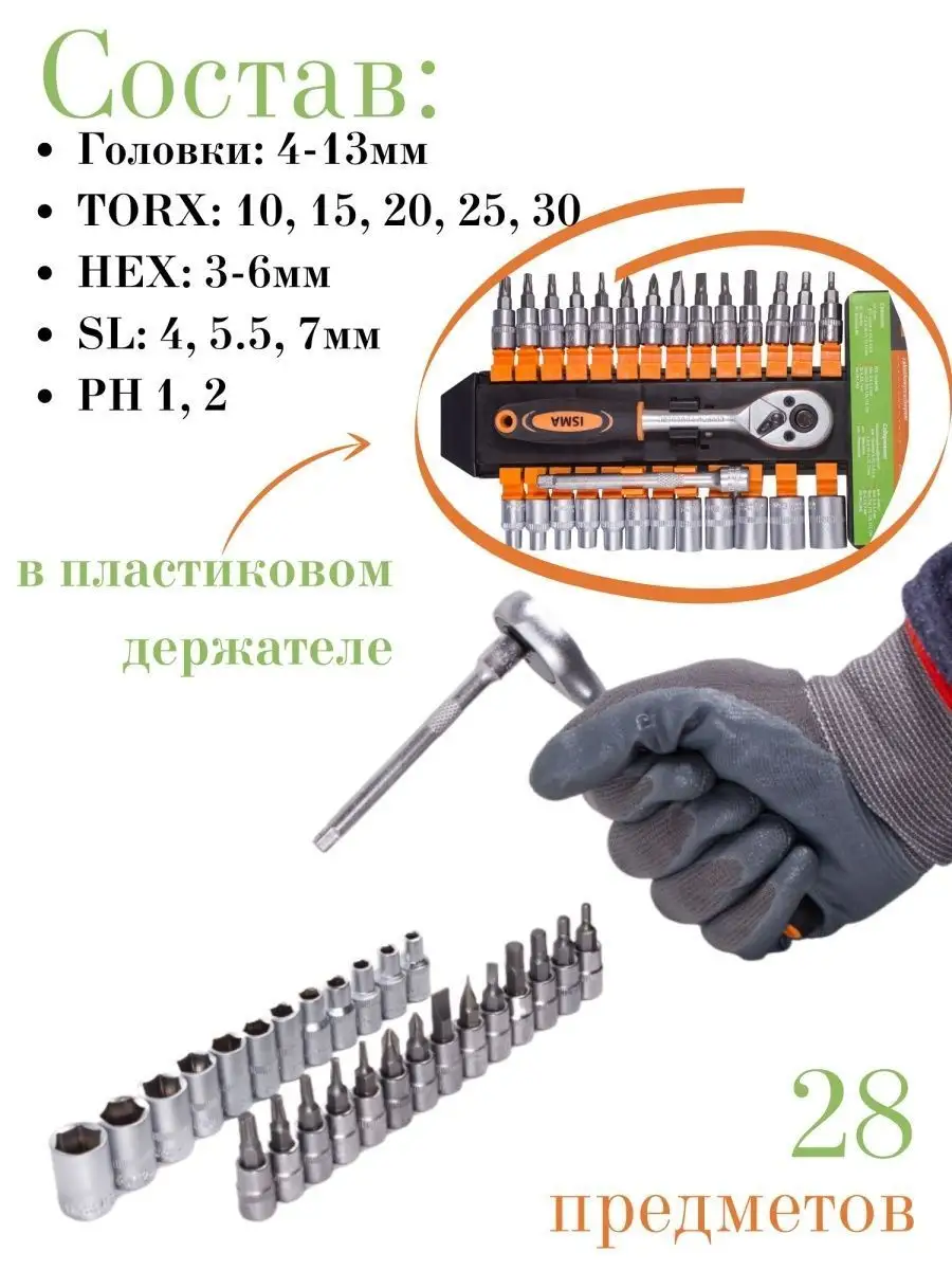 Набор инструментов, 28 предметов 1/4