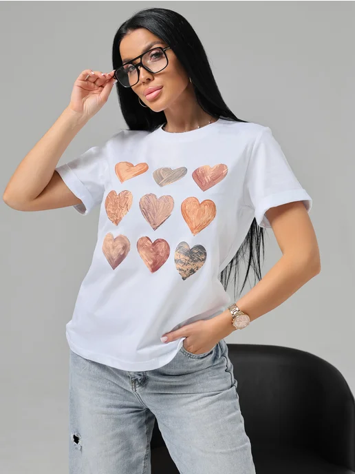 Футболка с принтом трикотажная