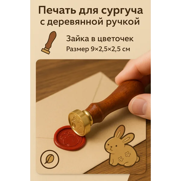 Печать для сургуча с деревянной ручкой
