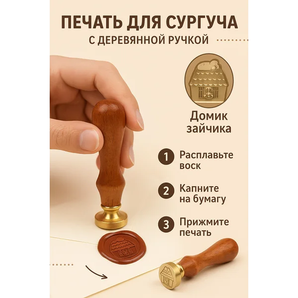 Печать для сургуча с деревянной ручкой