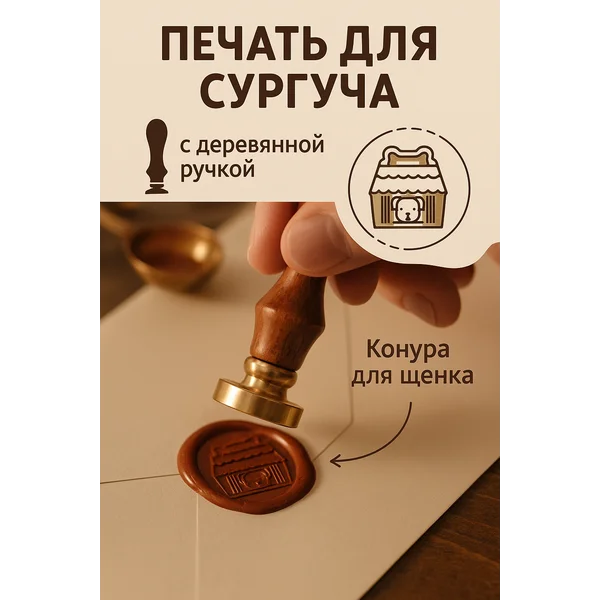 Печать для сургуча с деревянной ручкой
