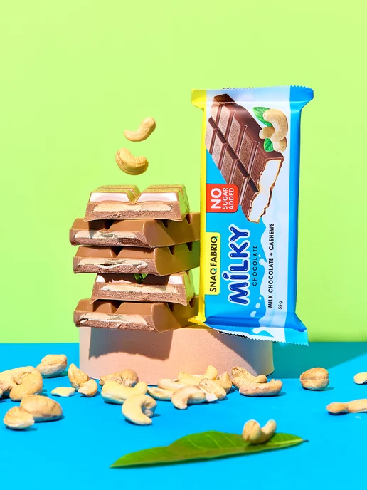 SNAQ FABRIQ Молочный шоколад без сахара MILKY с кешью 12шт, 12 шт, фото 5