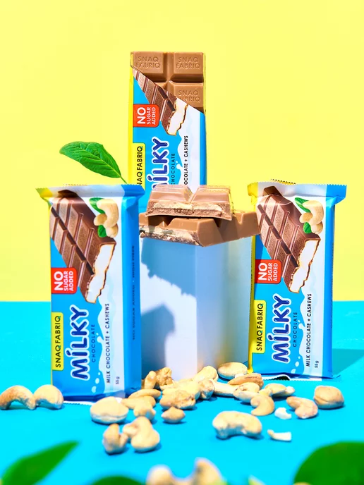 SNAQ FABRIQ Молочный шоколад без сахара MILKY с кешью 12шт, 12 шт, фото 8