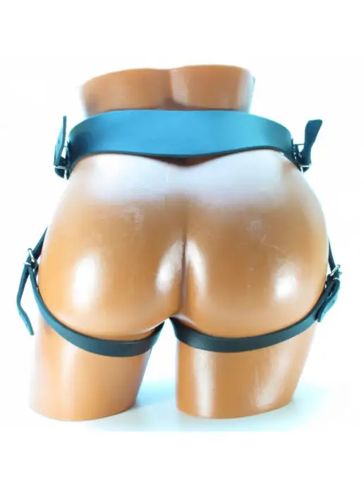 BDSM арсенал Кожаные трусы для страпона для огромного фаллоса, черный, фото 2