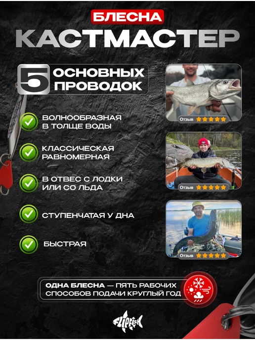 FLIP FISH Набор блесен кастмастер на щуку жереха колебалка для рыбалки, серый, фото 6
