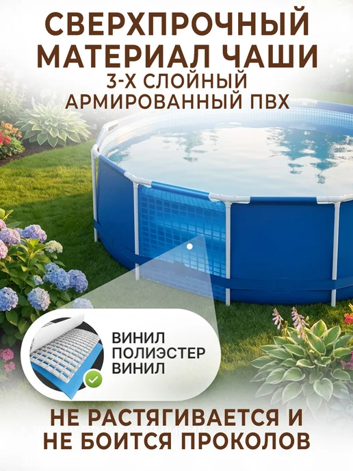 GT Бассейн каркасный большой глубокий 366х76 см круглый, 366x76 см, фото 7
