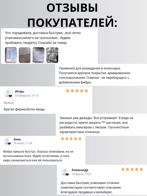 ТМ Студия Вкуса Фибра для бетона стеклофибра фиброволокно 6 мм 1 кг, 3 кг, фото 4
