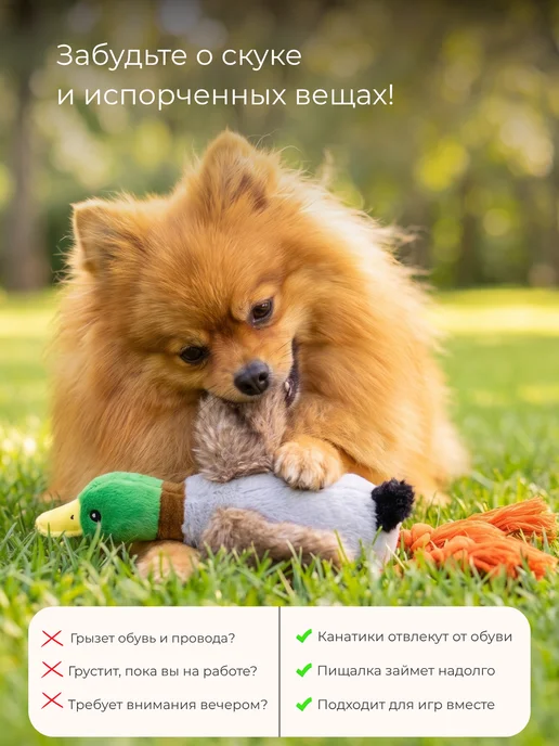 My Bro Игрушка для собак и щенков мелких, крупных пород - Утка, вариант, фото 4