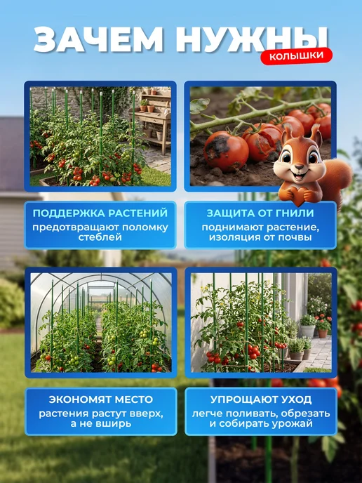 НАШЕ ЛЕТО Колышки садовые для подвязки металлические 0,5м (10 штук), 0,5 м, фото 6