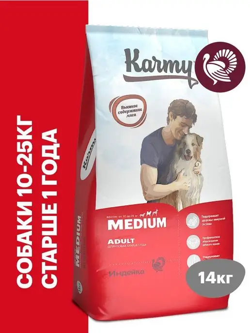 KARMY Корм для собак Medium Adult Индейка 14 кг