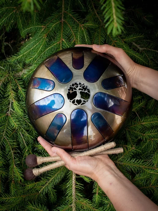 ShinySteelDrums Глюкофон 24 см язычковый барабан Дерево для медитации, коричневый, фото 2