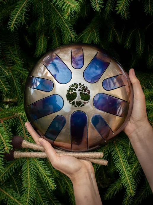 ShinySteelDrums Глюкофон 24 см язычковый барабан Дерево для медитации, коричневый, фото 3