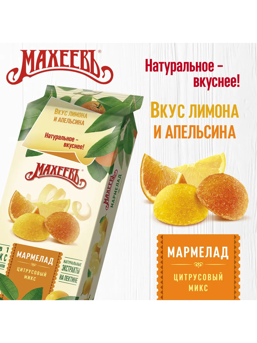 Мармелад Махеевъ Цитрусовый микс, флоупак 250 гр. МахеевЪ 76739109 купить  за 78 ₽ в интернет-магазине Wildberries