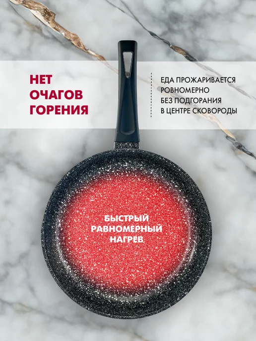 HITT Сковорода с антипригарным покрытием 22 см толстое дно, черный, фото 7