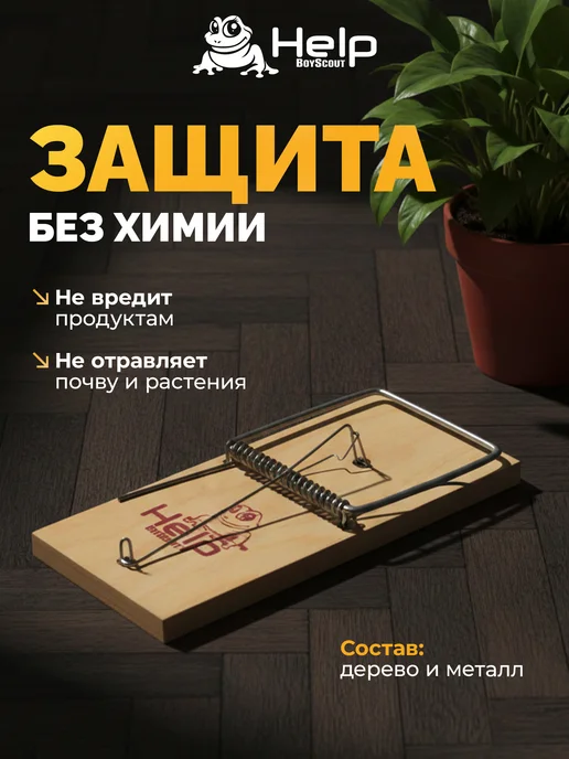 HELP BOYSCOUT Мышеловка для мышей деревянная 2 шт, 2 шт, фото 2