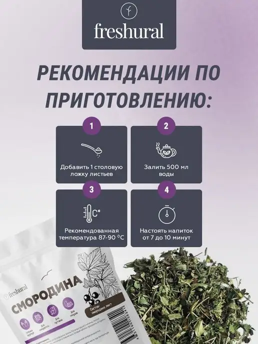 FreshUral Смородина лист сушеные для чая, вариант, фото 7